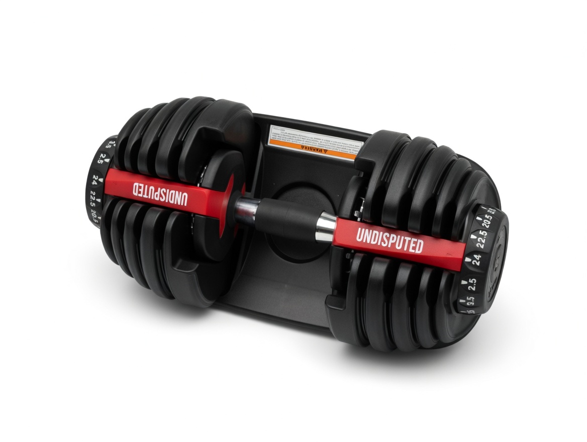 UNDISPUTED PowerFlex 24 — Haltère ajustable 24kg avec branding rouge et noir